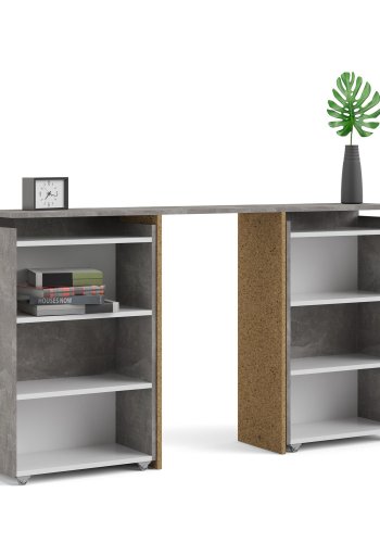 TVILUM Naia hovedgavl, m. 8 hylder - gr� og hvid folie (140cm)