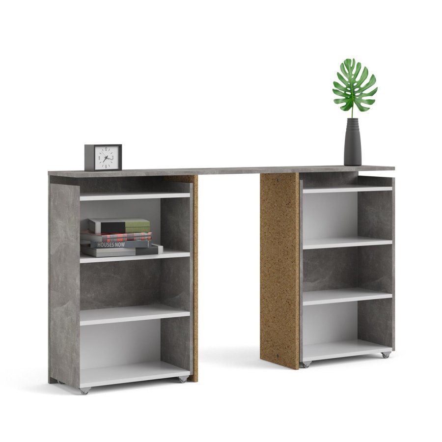 TVILUM Naia Kopfteil, m. 8 Regalen - graue und weiße Folie (140cm)