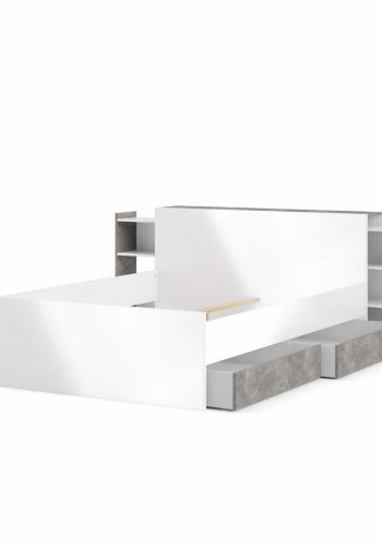 TVILUM Naia hovedgavl, m. 8 hylder - gr� og hvid folie (140cm)