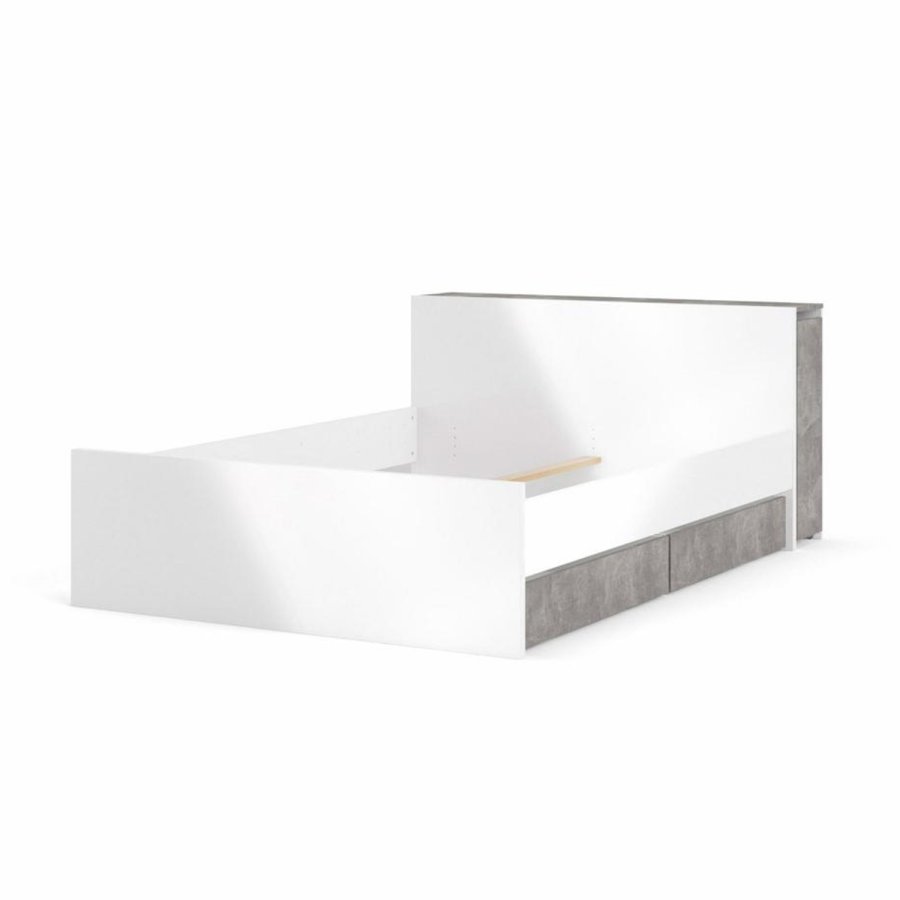 TVILUM Naia Kopfteil, m. 8 Regalen - graue und weiße Folie (140cm)