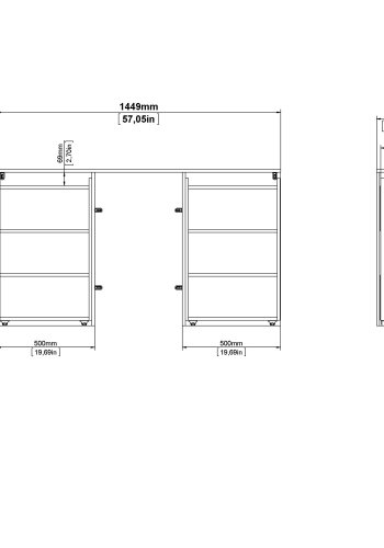 TVILUM Naia Kopfteil, m. 8 Regalen - graue und weiße Folie (140cm)