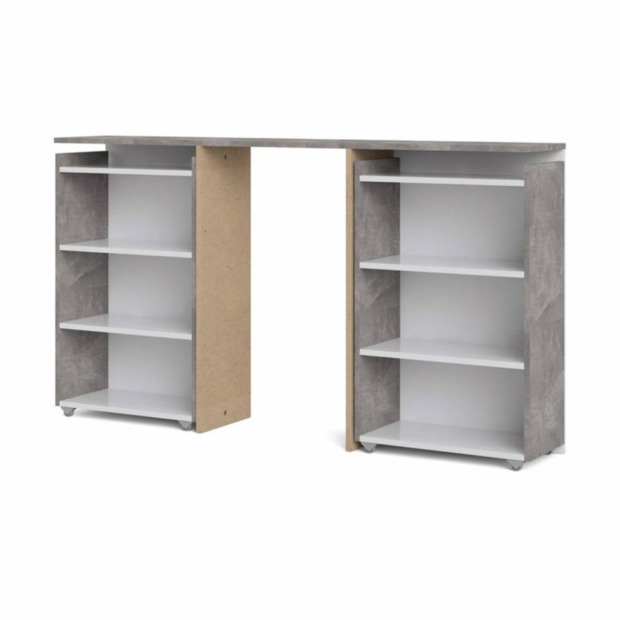 TVILUM Naia Kopfteil, m. 8 Regalen - graue und weiße Folie (140cm)