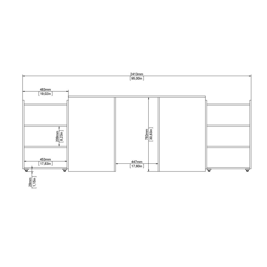 TVILUM Naia Kopfteil, m. 8 Regale – weiße Spanplatte (140 cm)