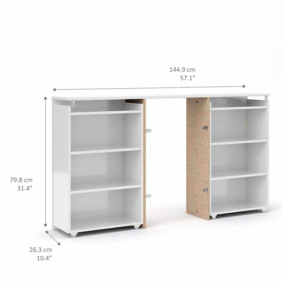 TVILUM Naia Kopfteil, m. 8 Regale – weiße Spanplatte (140 cm)