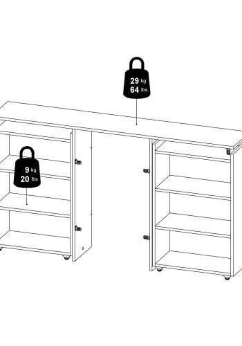 TVILUM Naia Kopfteil, m. 8 Regale – weiße Spanplatte (140 cm)