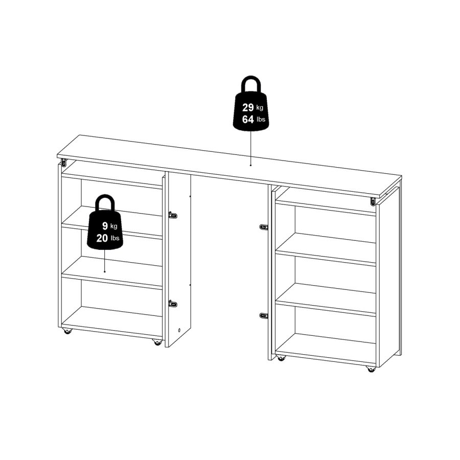 TVILUM Naia Kopfteil, m. 8 Regale – weiße Spanplatte (140 cm)