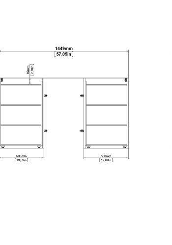 TVILUM Naia Kopfteil, m. 8 Regale – weiße Spanplatte (140 cm)