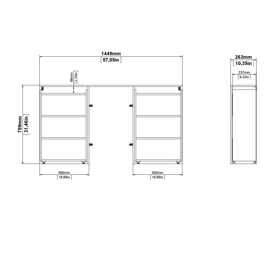 TVILUM Naia Kopfteil, m. 8 Regale – weiße Spanplatte (140 cm)