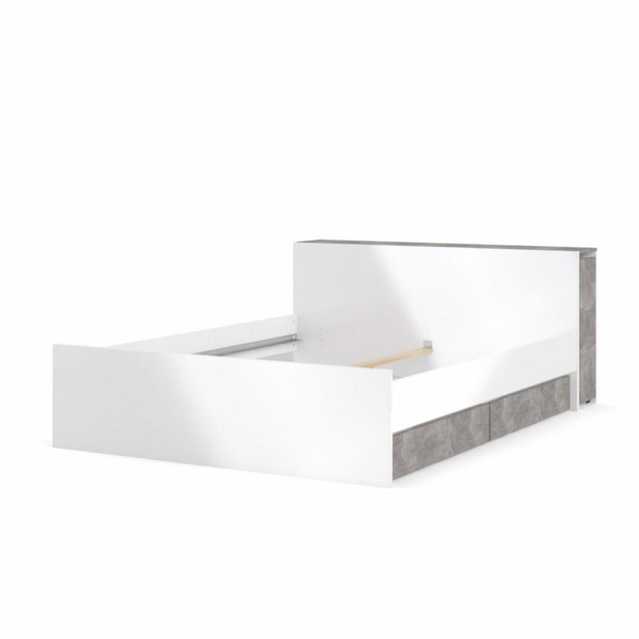 TVILUM Naia Kopfteil, m. mit Stauraum - graue Folie und Spanplatte (160cm)