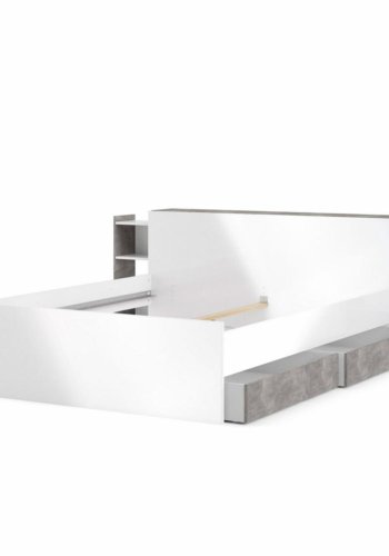 TVILUM Naia hovedgavl, m. med opbevaring - gr� folie og sp�nplade (160cm)