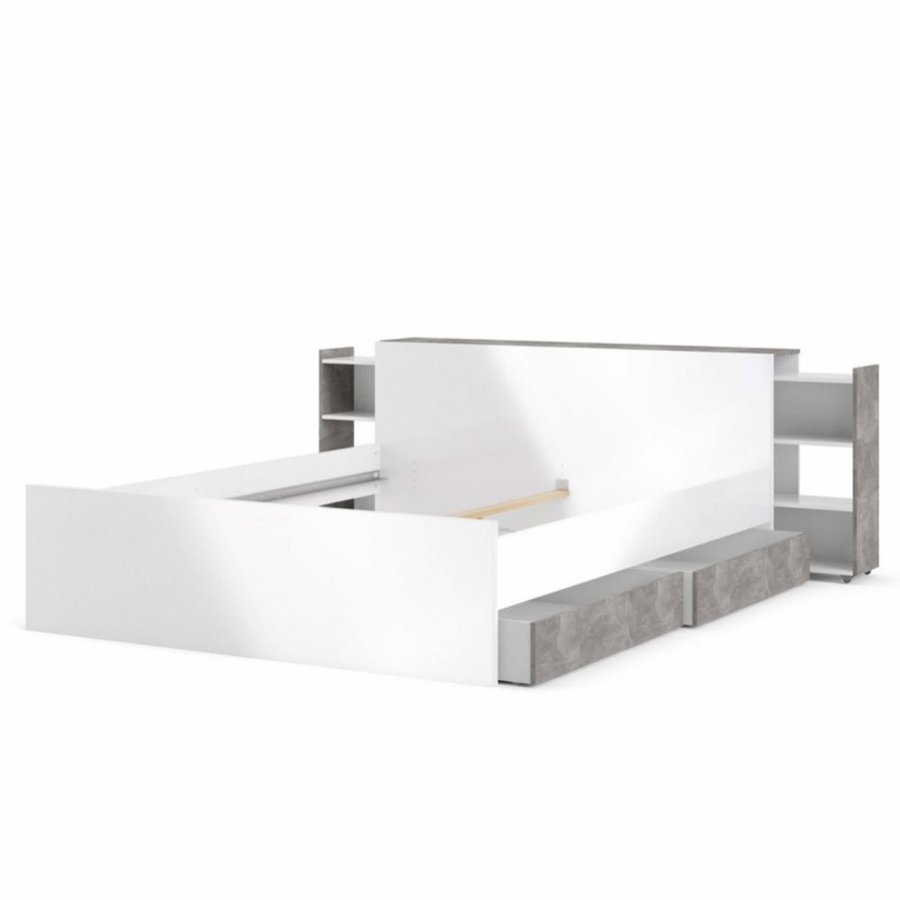 TVILUM Naia Kopfteil, m. mit Stauraum - graue Folie und Spanplatte (160cm)