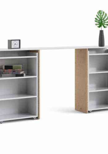 TVILUM Naia Kopfteil, mit 8 Regalen - weiße Spanplatte (160cm)