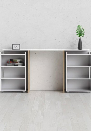 TVILUM Naia Kopfteil, mit 8 Regalen - weiße Spanplatte (160cm)