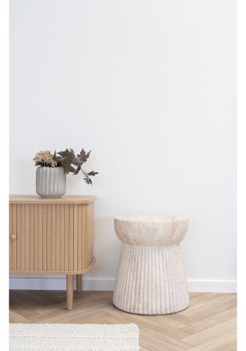 HOUSE NORDIC Bonn Sidebord - Sidebord, fiberleire med rillet design, naturlig<br>37x43 cm