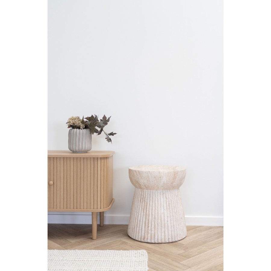 HOUSE NORDIC Bonn Sidebord - Sidebord, fiberleire med rillet design, naturlig<br>37x43 cm