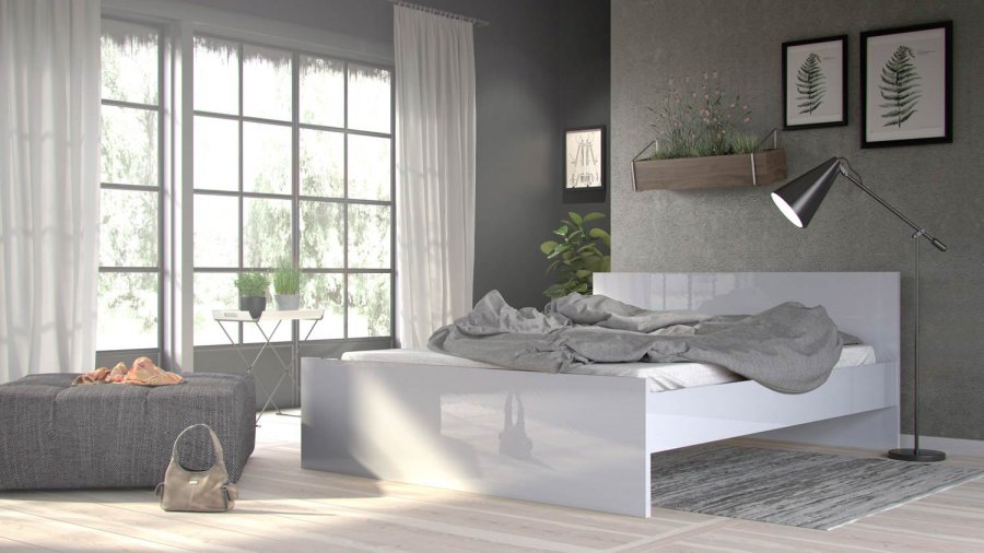 TVILUM Naia Bettgestell - Weiß Hochglanz (160x200) 