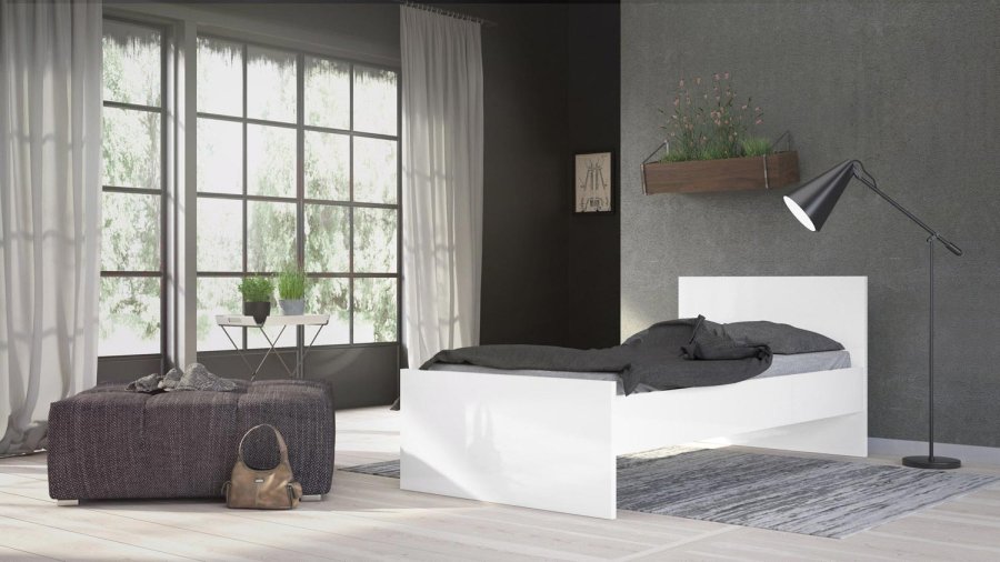 TVILUM Naia Bettgestell - Weiß Hochglanz (90x190) 