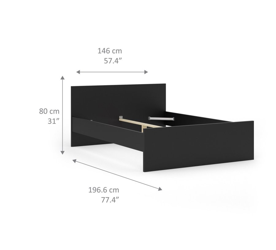 TVILUM Naia Bettgestell - Mattschwarz (140x190) 