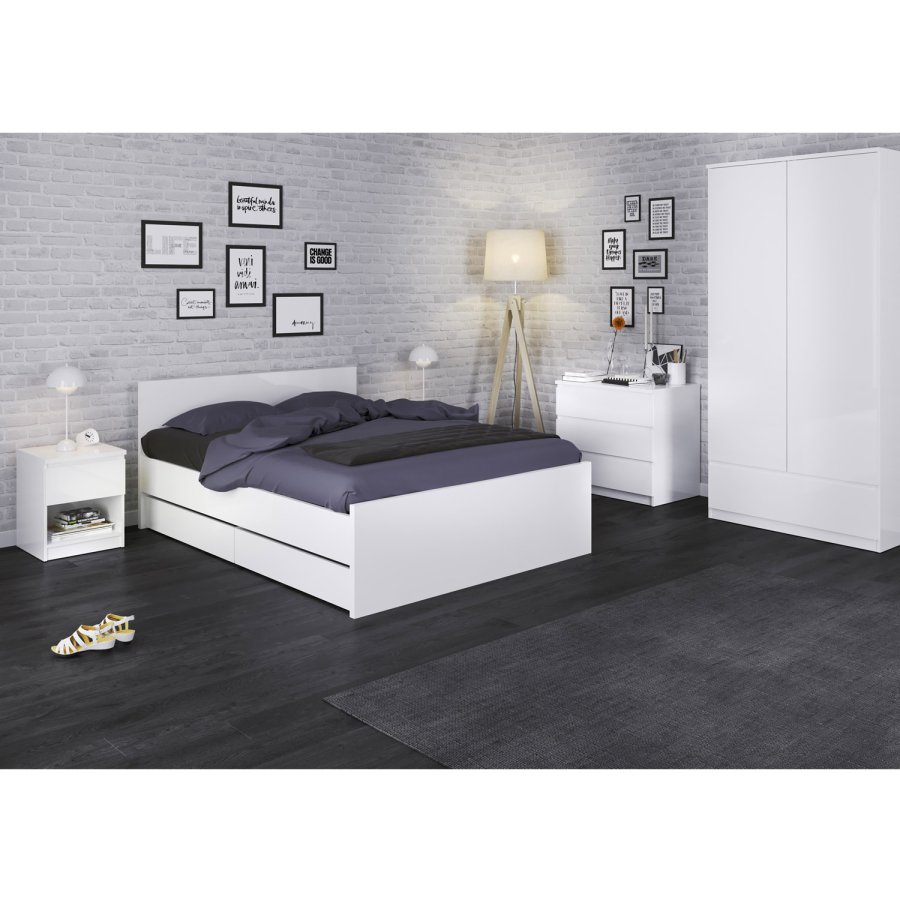 TVILUM Naia Bettgestell - Weiß Hochglanz (140x190) 