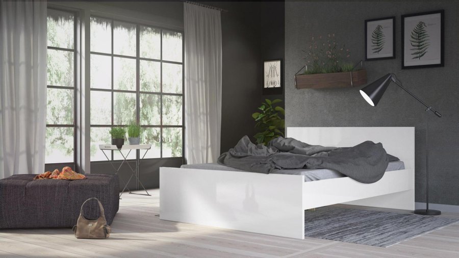 TVILUM Naia Bettgestell - Weiß Hochglanz (140x190) 
