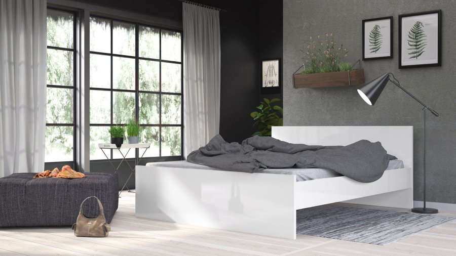 TVILUM Naia Bettgestell - Weiß Hochglanz (160x200)