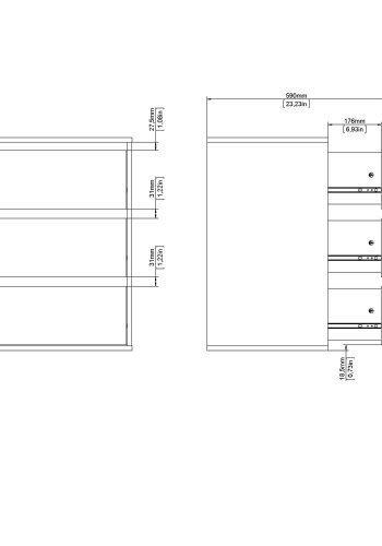 
TVILUM Verona/Firenze skuffesektion - hvid mdf, 3 skuffer

