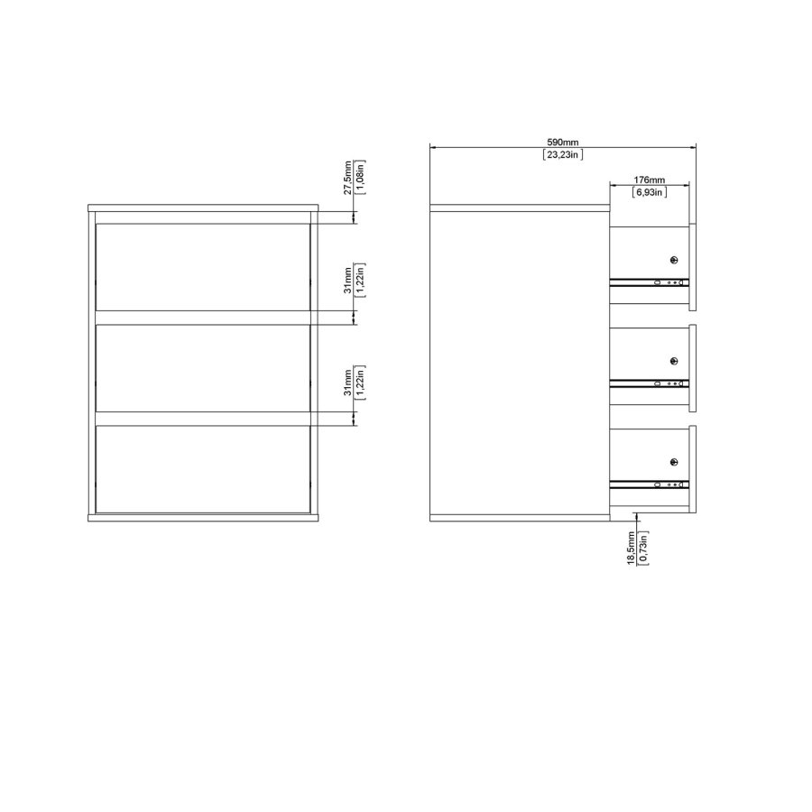 
TVILUM Verona/Firenze skuffesektion - hvid mdf, 3 skuffer
