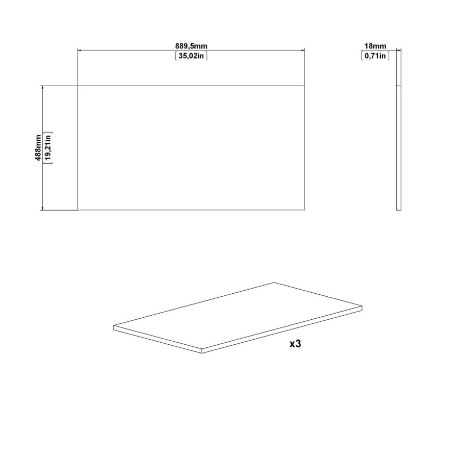 TVILUM Verona - Firenze hylder - hvid tr, bred, 3 stk.