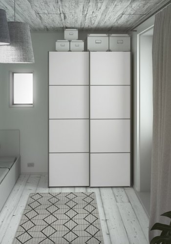 
TVILUM VERONA skydedørsskab - hvidt træ, 2 smalle skydedøre
