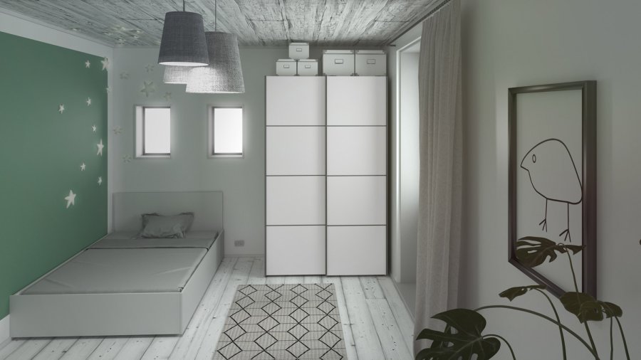 
TVILUM VERONA skydedørsskab - hvidt træ, 2 smalle skydedøre
