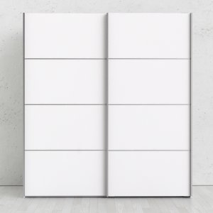 TVILUM Verona garderobeskab - hvid laminatoverflade, 2 skydelger