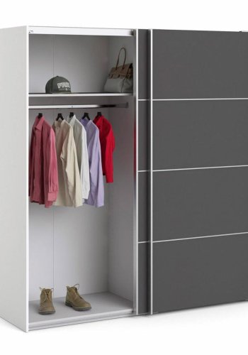 TVILUM Verona garderobe, m. 2 skyvedrer - hvit og gr folie