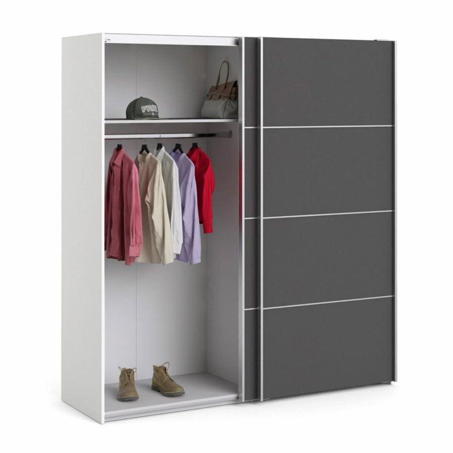 TVILUM Verona garderobe, m. 2 skyvedrer - hvit og gr folie