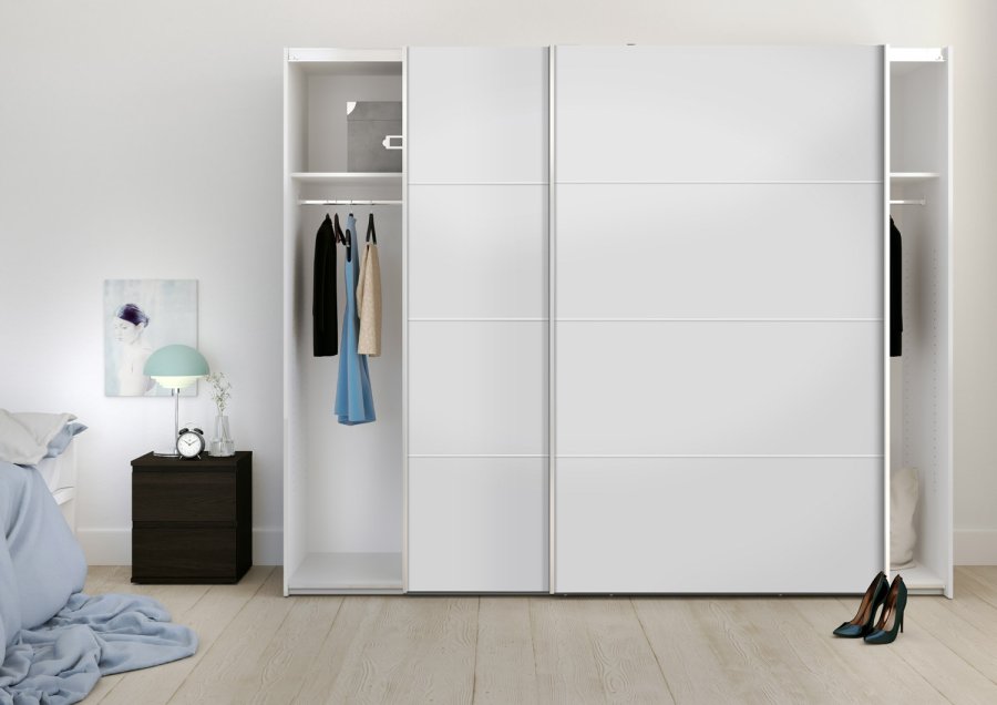 
TVILUM Verona garderobeskab - rektangulært, hvid laminat, 2 låger, 4 rum
