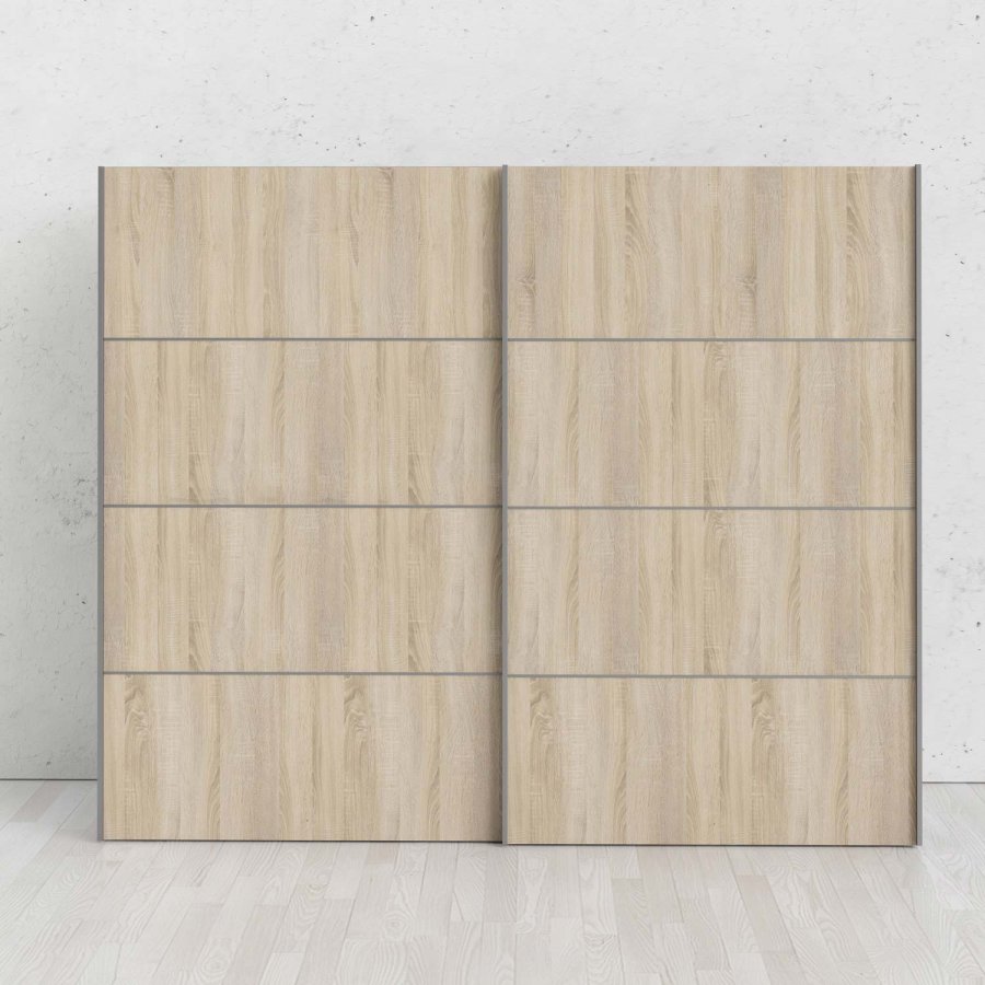 
TVILUM Verona skydedørsskab - hvid, natur træ, 2 skydedøre
