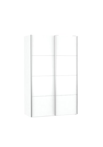 TVILUM Verona skjutdrrsskp - vit komposittr, 2 smala skjutdrrar med hyllor