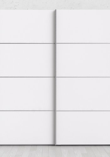 
TVILUM Verona garderobeskab - hvid laminat, 2 skydedøre med hylder
