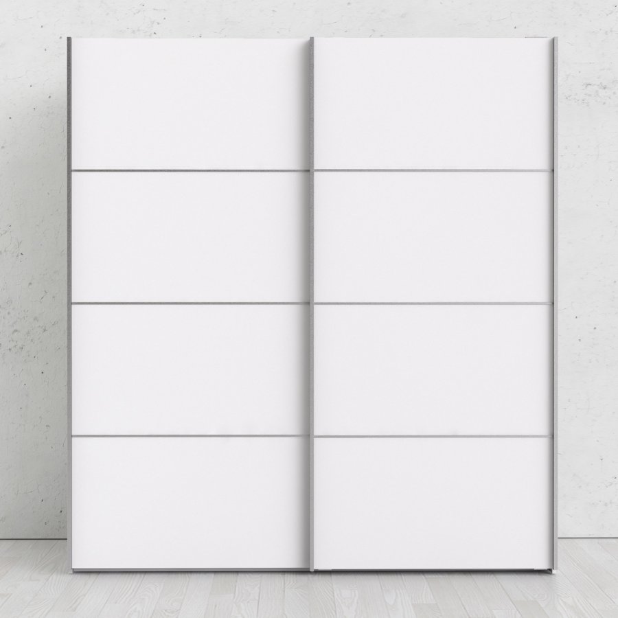 
TVILUM Verona garderobeskab - hvid laminat, 2 skydedøre med hylder
