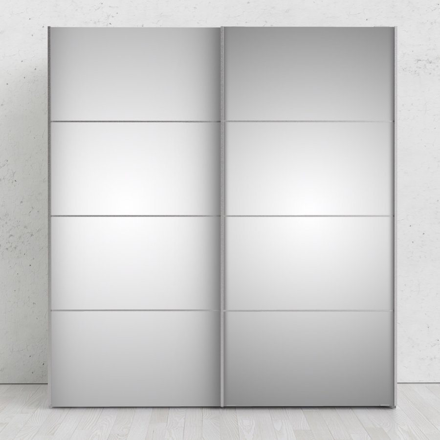 TVILUM Verona skjutdrrsgarderob - spegelglas och vitt tr, 2 skjutdrrar