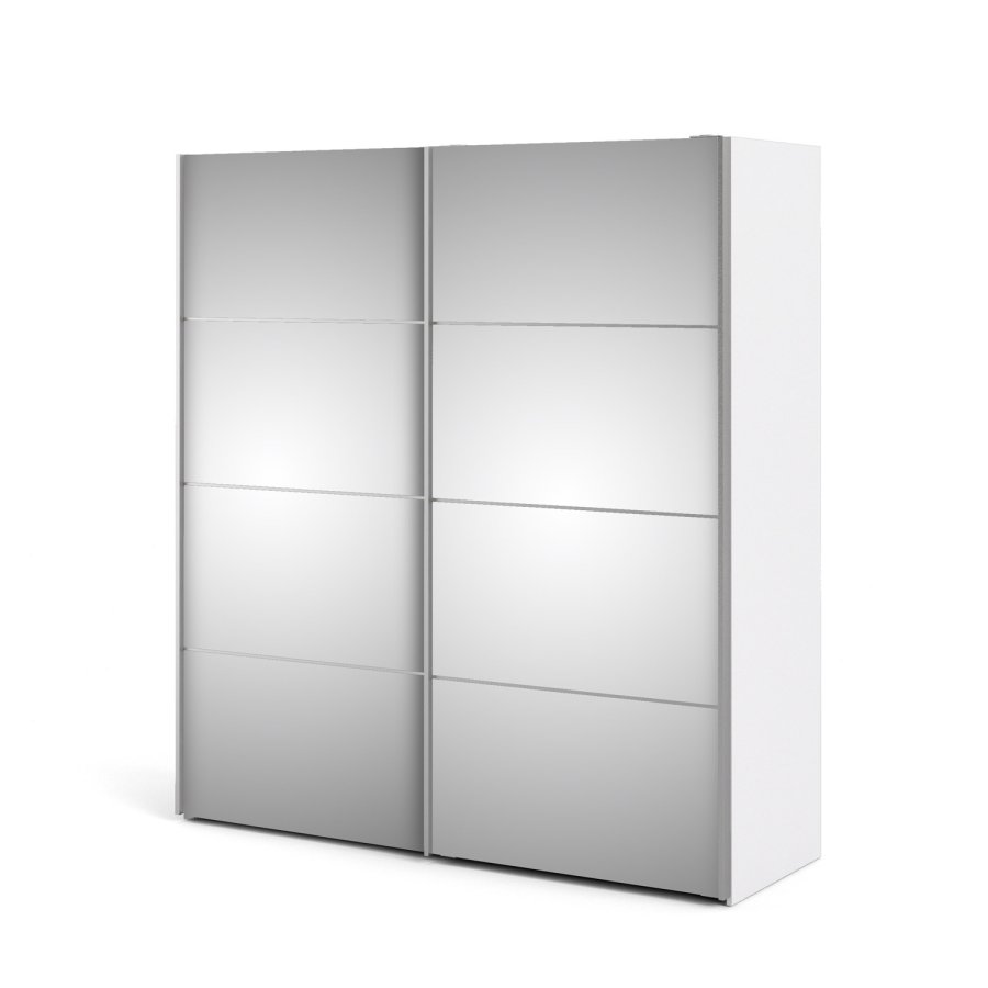 TVILUM Verona skjutdrrsgarderob - spegelglas och vitt tr, 2 skjutdrrar