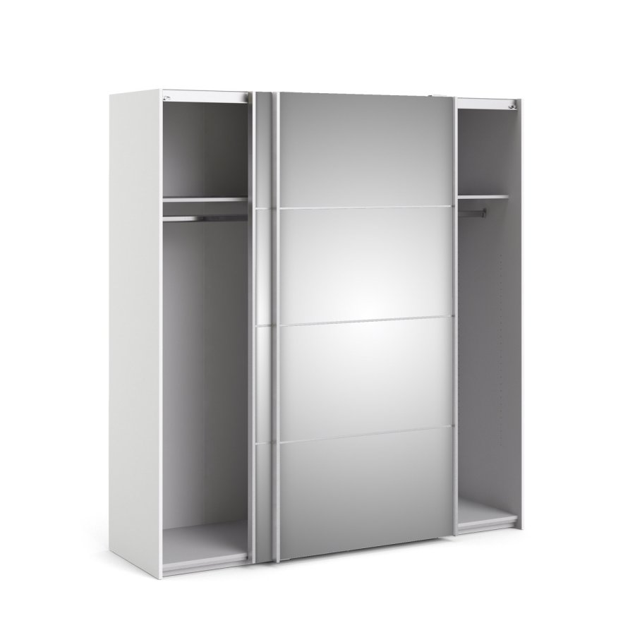 TVILUM Verona skjutdrrsgarderob - spegelglas och vitt tr, 2 skjutdrrar