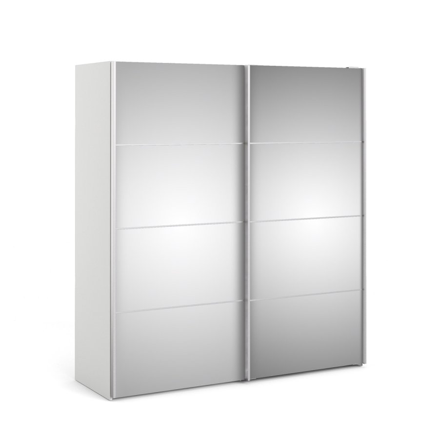 TVILUM Verona skjutdrrsgarderob - spegelglas och vitt tr, 2 skjutdrrar