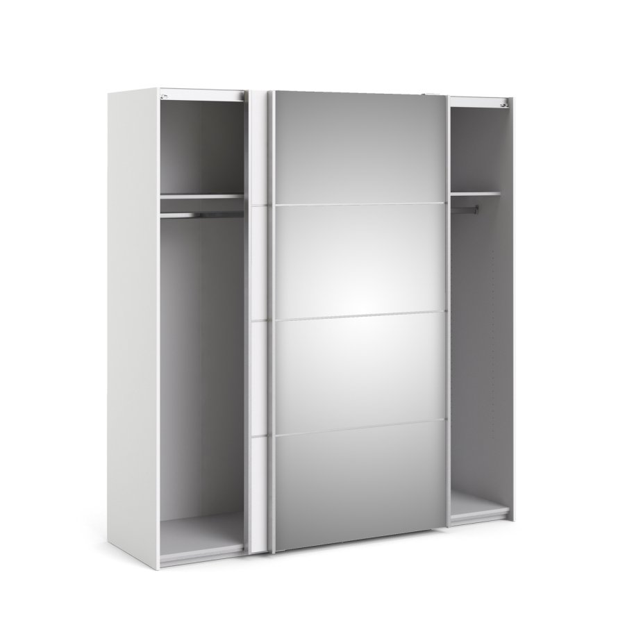 
TVILUM VERONA garderobeskab - hvid laminat, med spejl, 2 skydelåger
