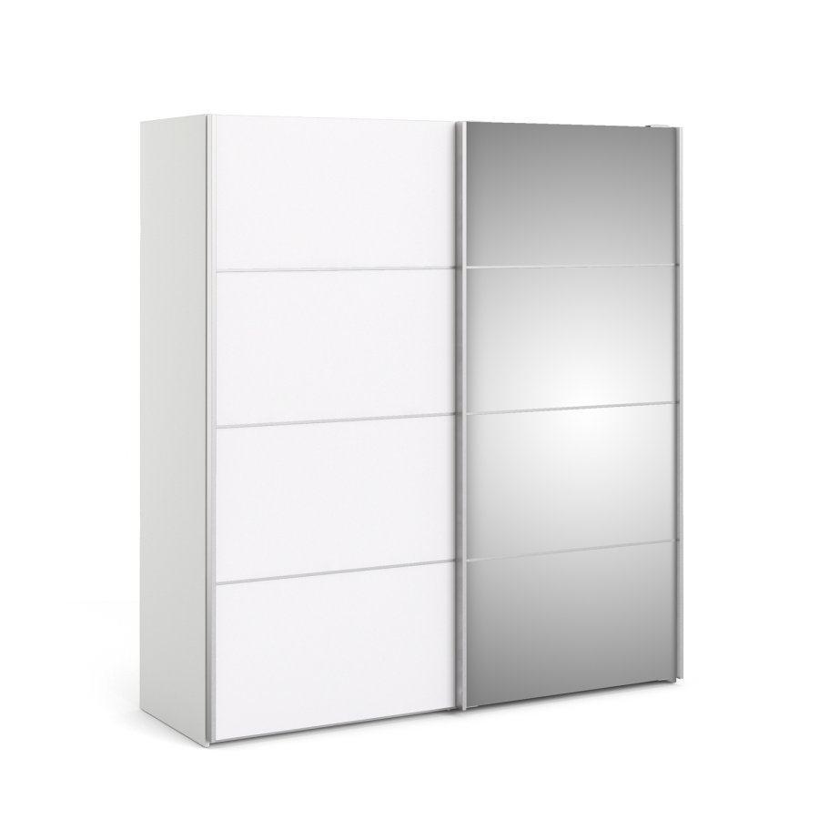 
TVILUM VERONA garderobeskab - hvid laminat, med spejl, 2 skydelåger
