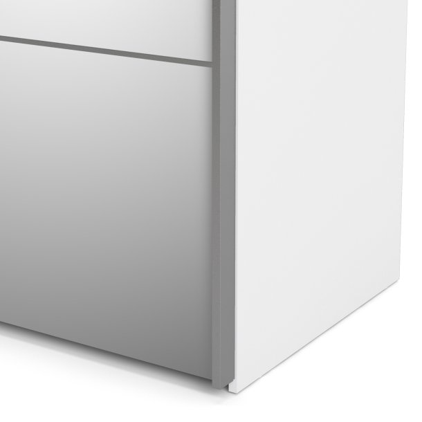 Verona garderobeskab - Hvidt MDF, m. spejllge, 2 skydelger