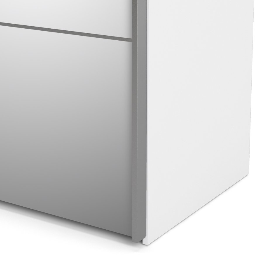 
TVILUM VERONA garderobeskab - hvid laminat, med spejl, 2 skydelåger
