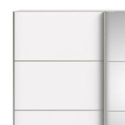 Verona garderobeskab - Hvidt MDF, m. spejllge, 2 skydelger