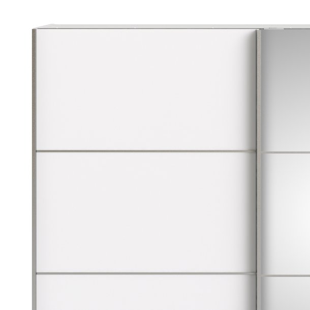 Verona garderobeskab - Hvidt MDF, m. spejllge, 2 skydelger