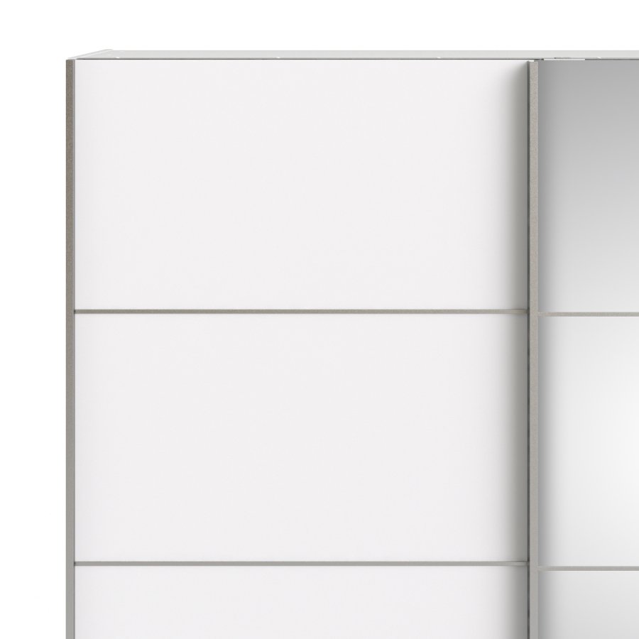 
TVILUM VERONA garderobeskab - hvid laminat, med spejl, 2 skydelåger
