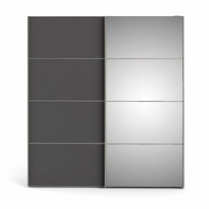 TVILUM Verona garderobeskab, m. 2 skydelger - spejlglas og gr/hvid folie